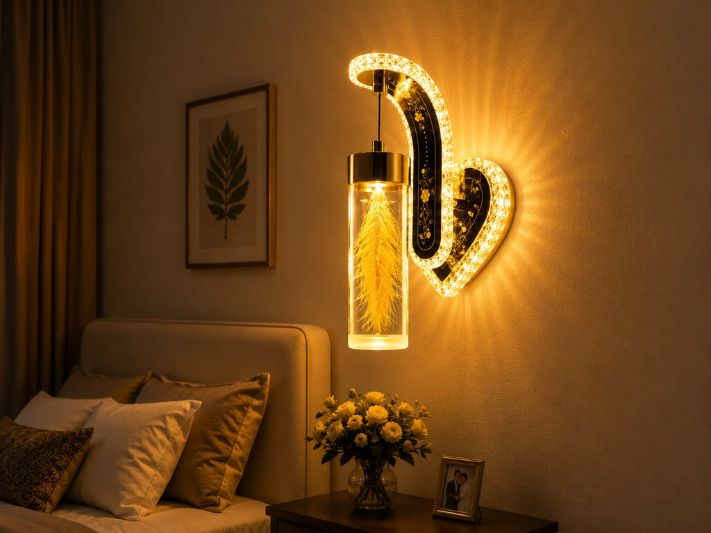 Luxury Crystal LED Wall Sconce – Elegant Ambient Bedroom Light