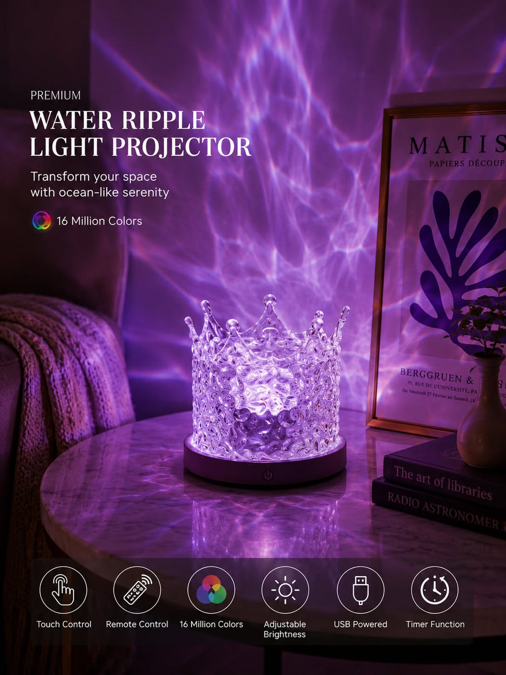 Crystal Water Ripple 16-Color LED Lamb