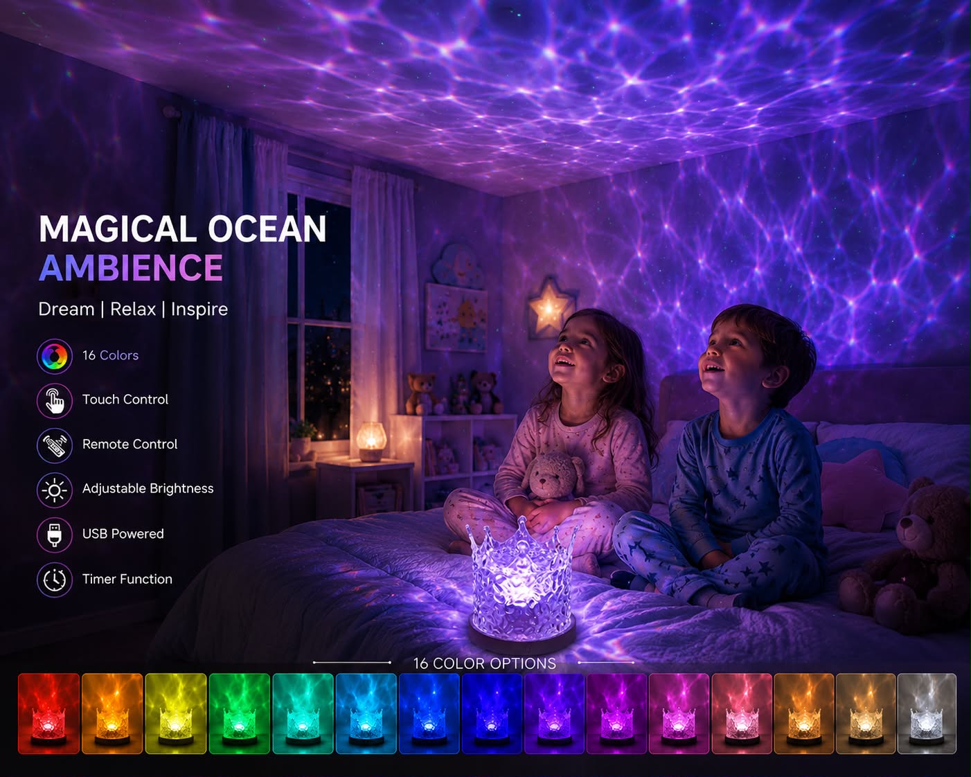 Crystal Water Ripple 16-Color LED Lamb