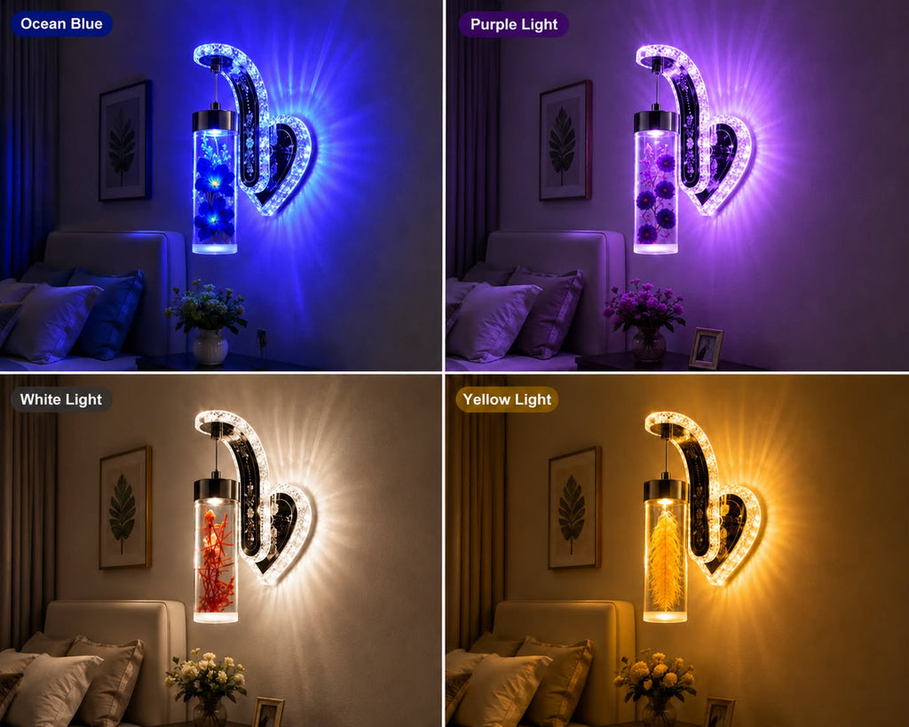 Luxury Crystal LED Wall Sconce – Elegant Ambient Bedroom Light