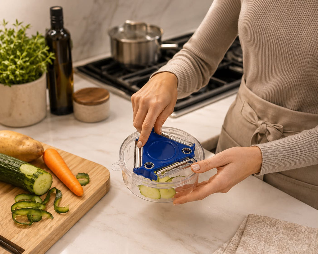 3-in-1 Rotating Trio Peeler – Peeler, Julienne, Grater
