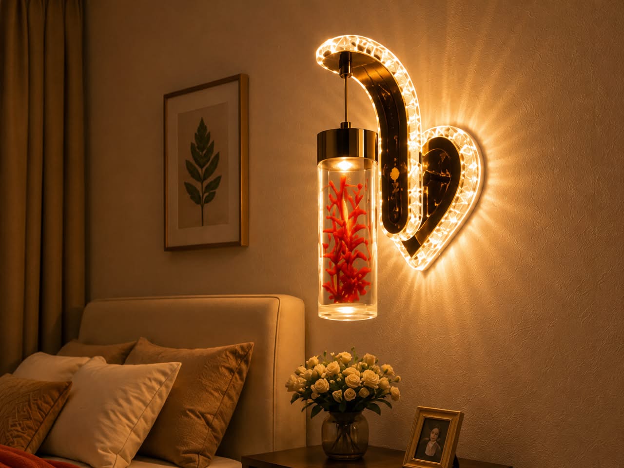 Luxury Crystal LED Wall Sconce – Elegant Ambient Bedroom Light
