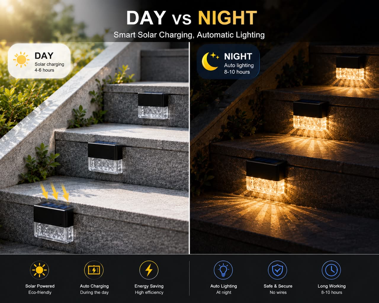 Solar RGB Fence & Step Light – Waterproof Outdoor LED