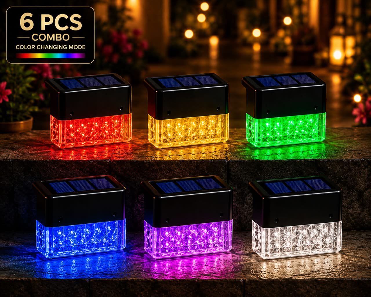 Solar RGB Fence & Step Light – Waterproof Outdoor LED